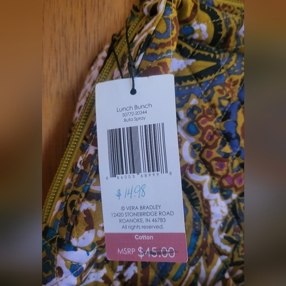 Vera Bradley Lunch Bag BUTA SPRAY Pattern NWT - Picture 3 of 3